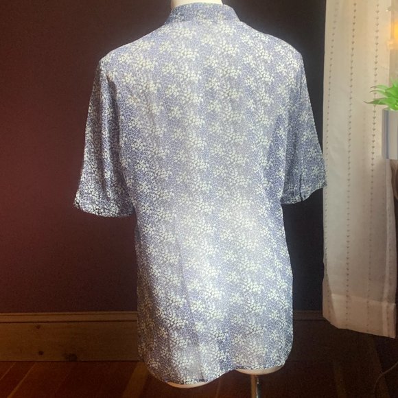 Banana Republic Blue Sheer Button Down Tunic XL - Picture 2 of 10